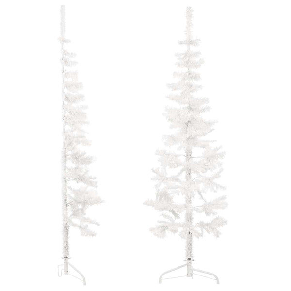 vidaXL Artificial Half Christmas Tree with Stand Slim White 150 cm