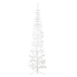 vidaXL Artificial Half Christmas Tree with Stand Slim White 210 cm
