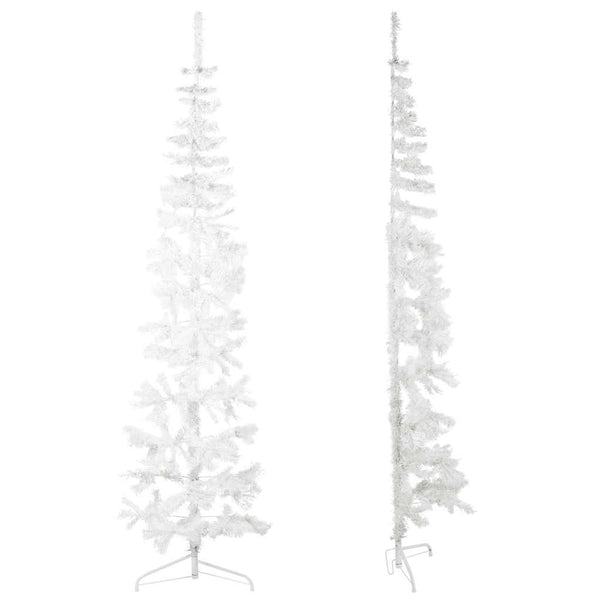 vidaXL Artificial Half Christmas Tree with Stand Slim White 210 cm