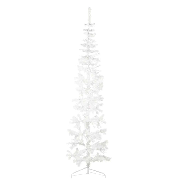 vidaXL Artificial Half Christmas Tree with Stand Slim White 240 cm