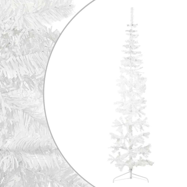 vidaXL Artificial Half Christmas Tree with Stand Slim White 240 cm