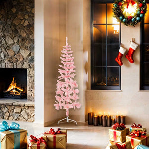 vidaXL Artificial Half Christmas Tree with Stand Slim Pink 150 cm