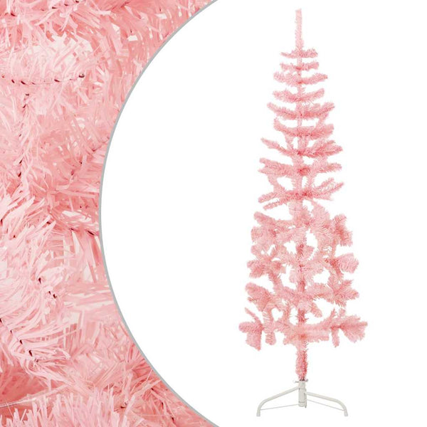vidaXL Artificial Half Christmas Tree with Stand Slim Pink 150 cm