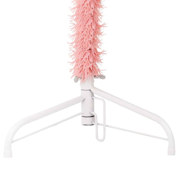 vidaXL Artificial Half Christmas Tree with Stand Slim Pink 180 cm
