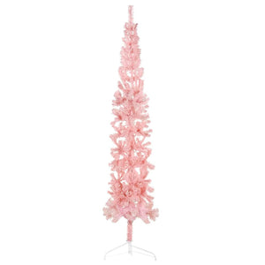 vidaXL Artificial Half Christmas Tree with Stand Slim Pink 240 cm