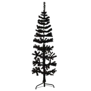 vidaXL Artificial Half Christmas Tree Stand Slim Black 120 cm