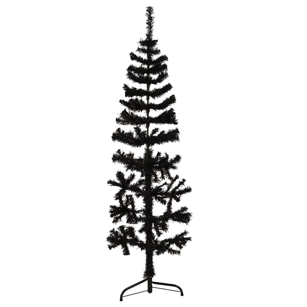 vidaXL Artificial Half Christmas Tree Stand Slim Black 120 cm