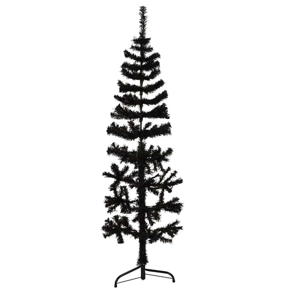 vidaXL Artificial Half Christmas Tree Stand Slim Black 120 cm