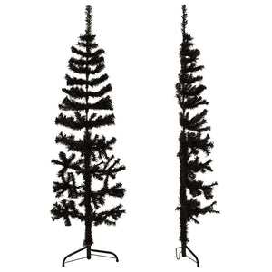 vidaXL Artificial Half Christmas Tree Stand Slim Black 120 cm