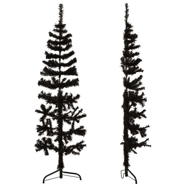 vidaXL Artificial Half Christmas Tree Stand Slim Black 120 cm
