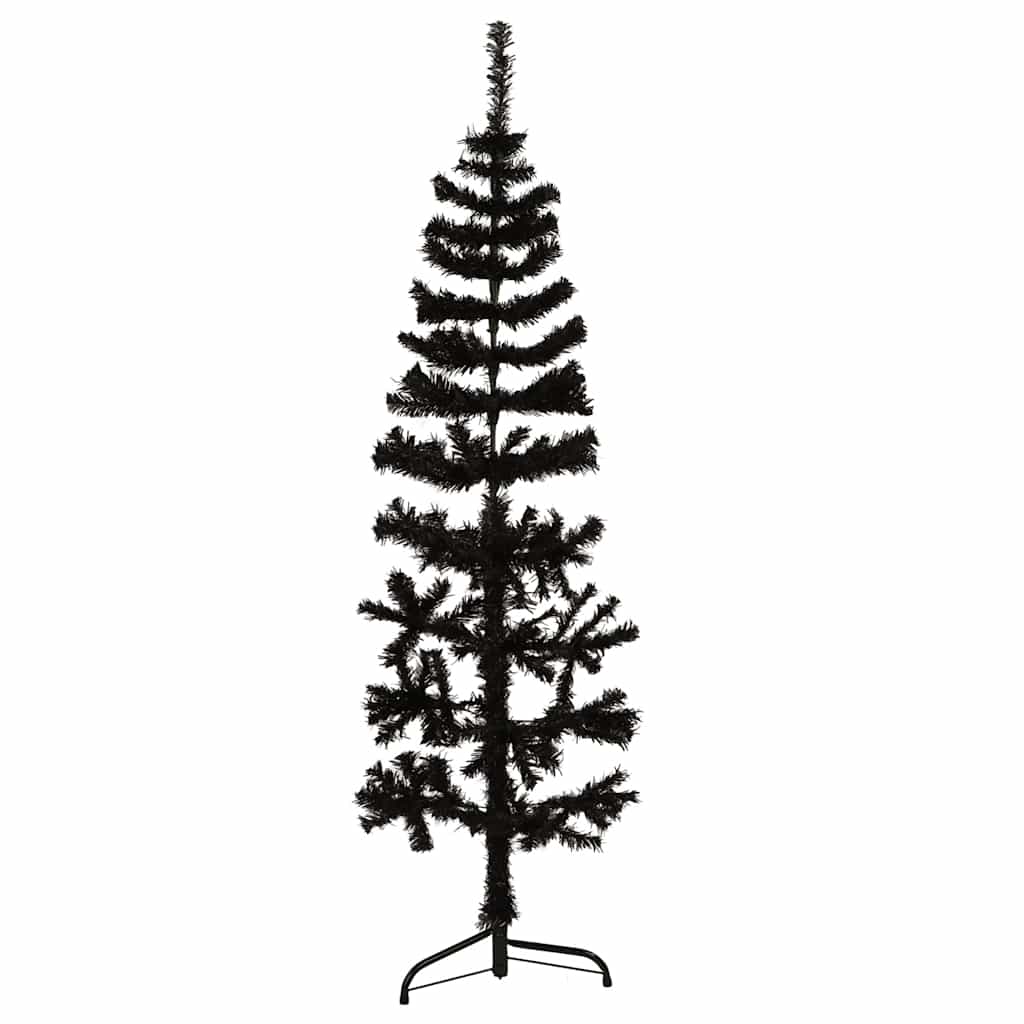 vidaXL Artificial Half Christmas Tree Stand Slim Black 150 cm