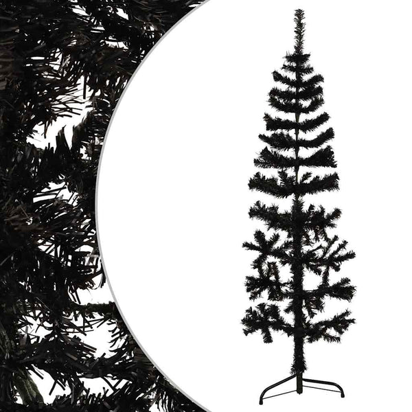 vidaXL Artificial Half Christmas Tree Stand Slim Black 150 cm