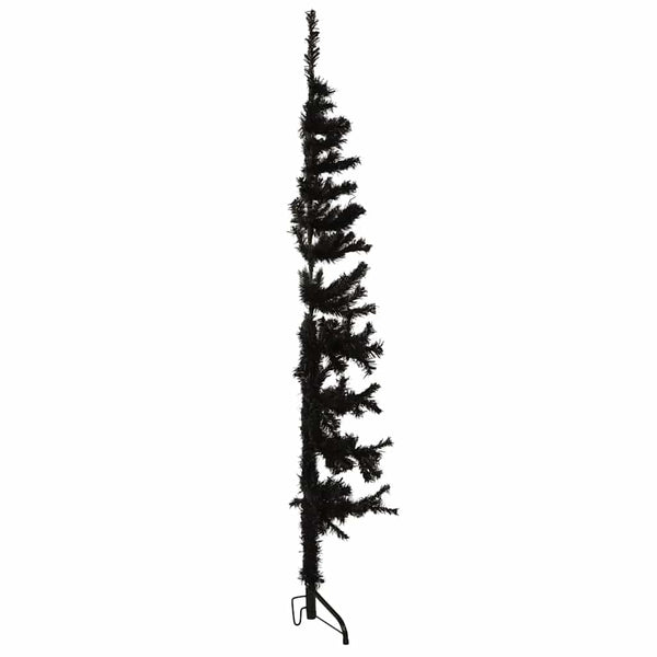 vidaXL Artificial Half Christmas Tree Stand Slim Black 150 cm