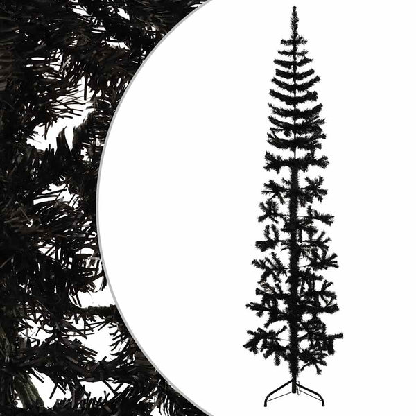 vidaXL Artificial Half Christmas Tree Stand Slim Black 180 cm