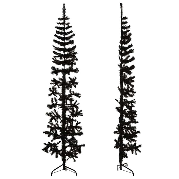 vidaXL Artificial Half Christmas Tree Stand Slim Black 180 cm