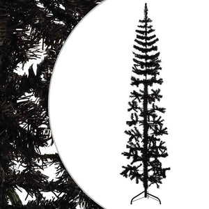 vidaXL Artificial Half Christmas Tree Stand Slim Black 240 cm