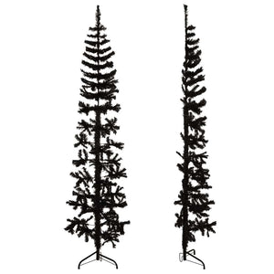 vidaXL Artificial Half Christmas Tree Stand Slim Black 240 cm