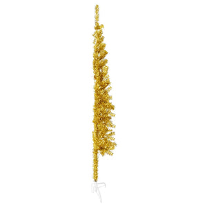 vidaXL Artificial Half Christmas Tree with Stand Slim Gold 120 cm