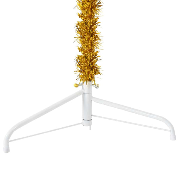 vidaXL Artificial Half Christmas Tree with Stand Slim Gold 120 cm