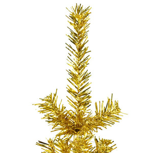 vidaXL Artificial Half Christmas Tree with Stand Slim Gold 150 cm