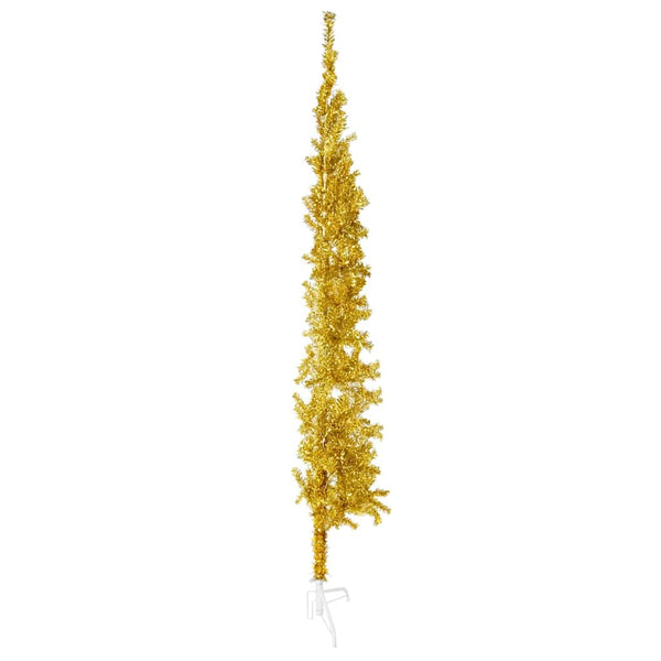 vidaXL Artificial Half Christmas Tree with Stand Slim Gold 180 cm