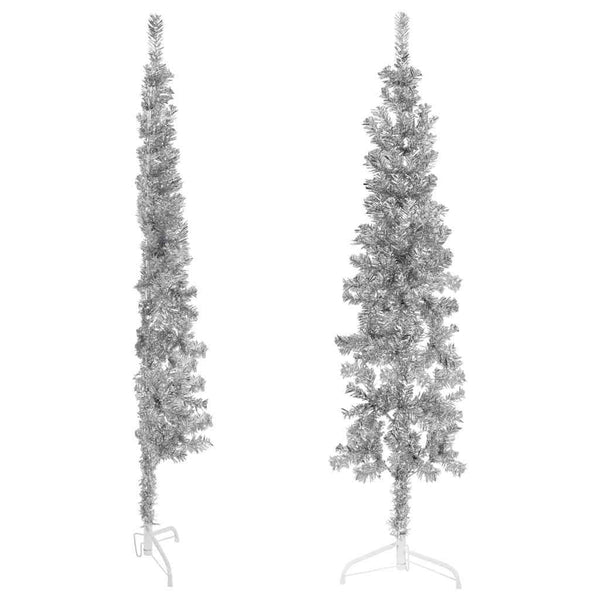 Halb-Weihnachtsbaum Silber Schlank 120cm
