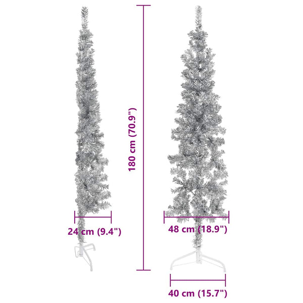Halb-Weihnachtsbaum Silber Schlank 180cm