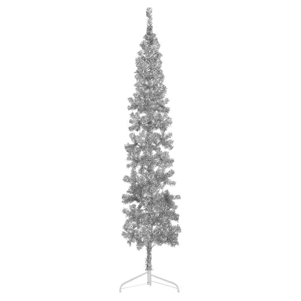 Halb-Weihnachtsbaum Silber Schlank 210cm
