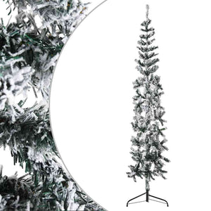Schlanker Halb-Weihnachtsbaum mit Schnee 180 cm