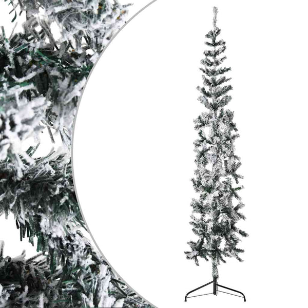 Schlanker Halb-Weihnachtsbaum mit Schnee 180 cm