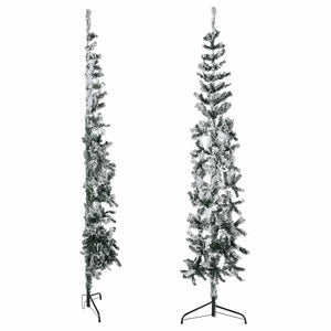 Schlanker Halb-Weihnachtsbaum mit Schnee 180 cm