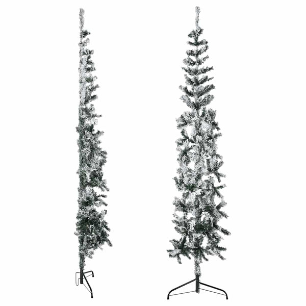 Schlanker Halb-Weihnachtsbaum mit Schnee 180 cm