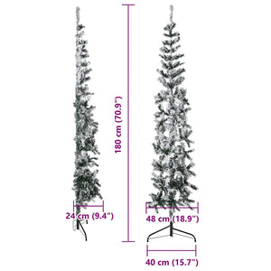 Schlanker Halb-Weihnachtsbaum mit Schnee 180 cm