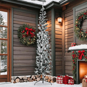 Schlanker Halb-Weihnachtsbaum mit Schnee 210cm