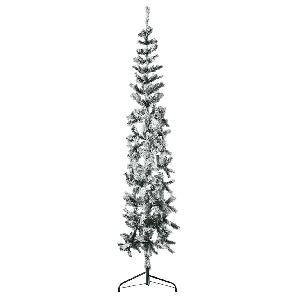 Schlanker Halb-Weihnachtsbaum mit Schnee, 240 cm