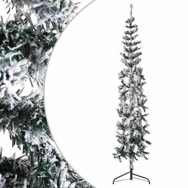 Schlanker Halb-Weihnachtsbaum mit Schnee, 240 cm