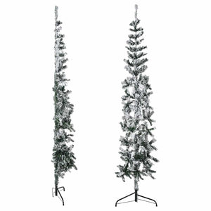 Schlanker Halb-Weihnachtsbaum mit Schnee, 240 cm