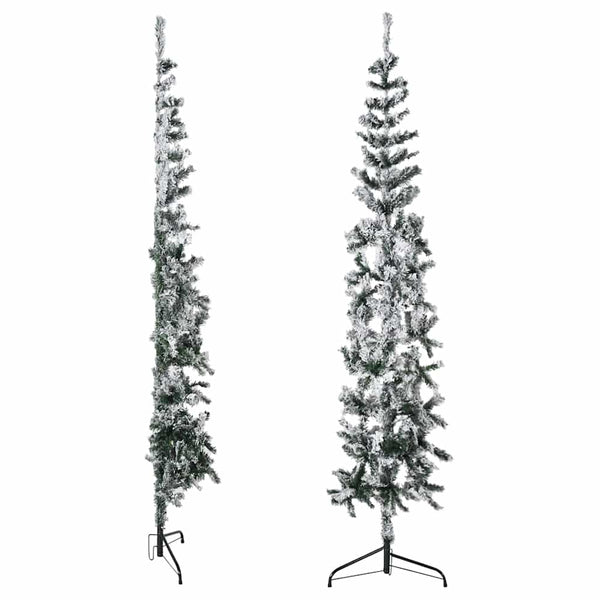 Schlanker Halb-Weihnachtsbaum mit Schnee, 240 cm