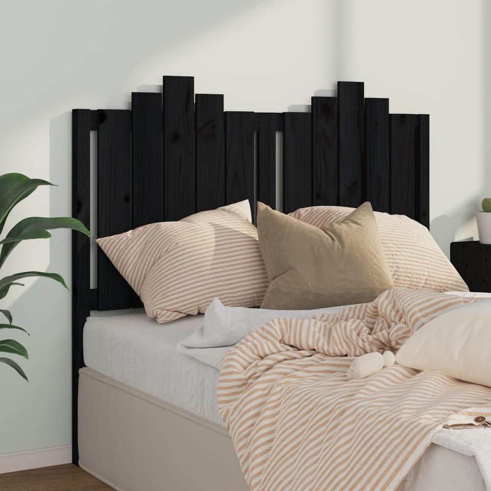 Schwarzes Kopfteil 126 cm Kiefer Massivholz