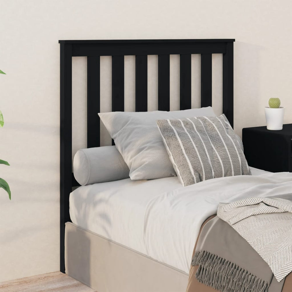 Schwarzes Kopfteil 96 cm Kiefer Massivholz