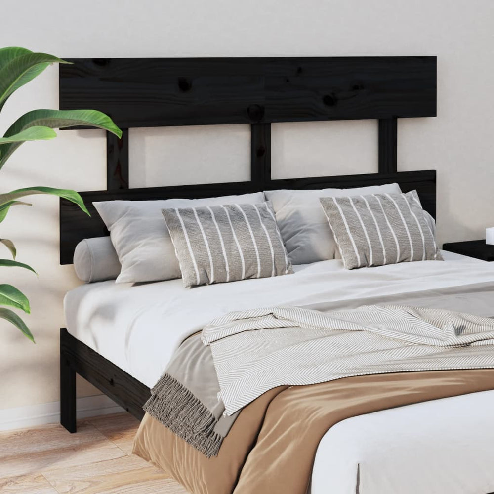 Schwarzes Kiefer Massivholz Kopfteil 124cm