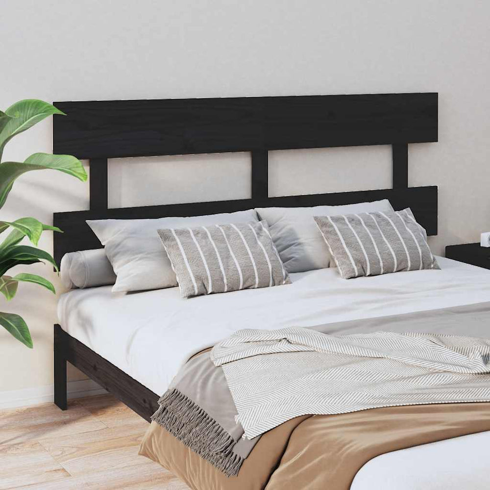 Schwarzes Kiefer Massivholz Kopfteil 154cm
