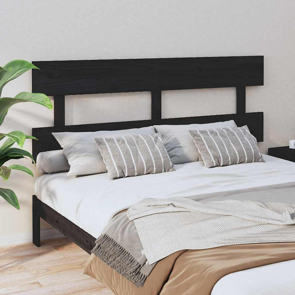 Schwarzes Kiefer Massivholz Kopfteil 164cm