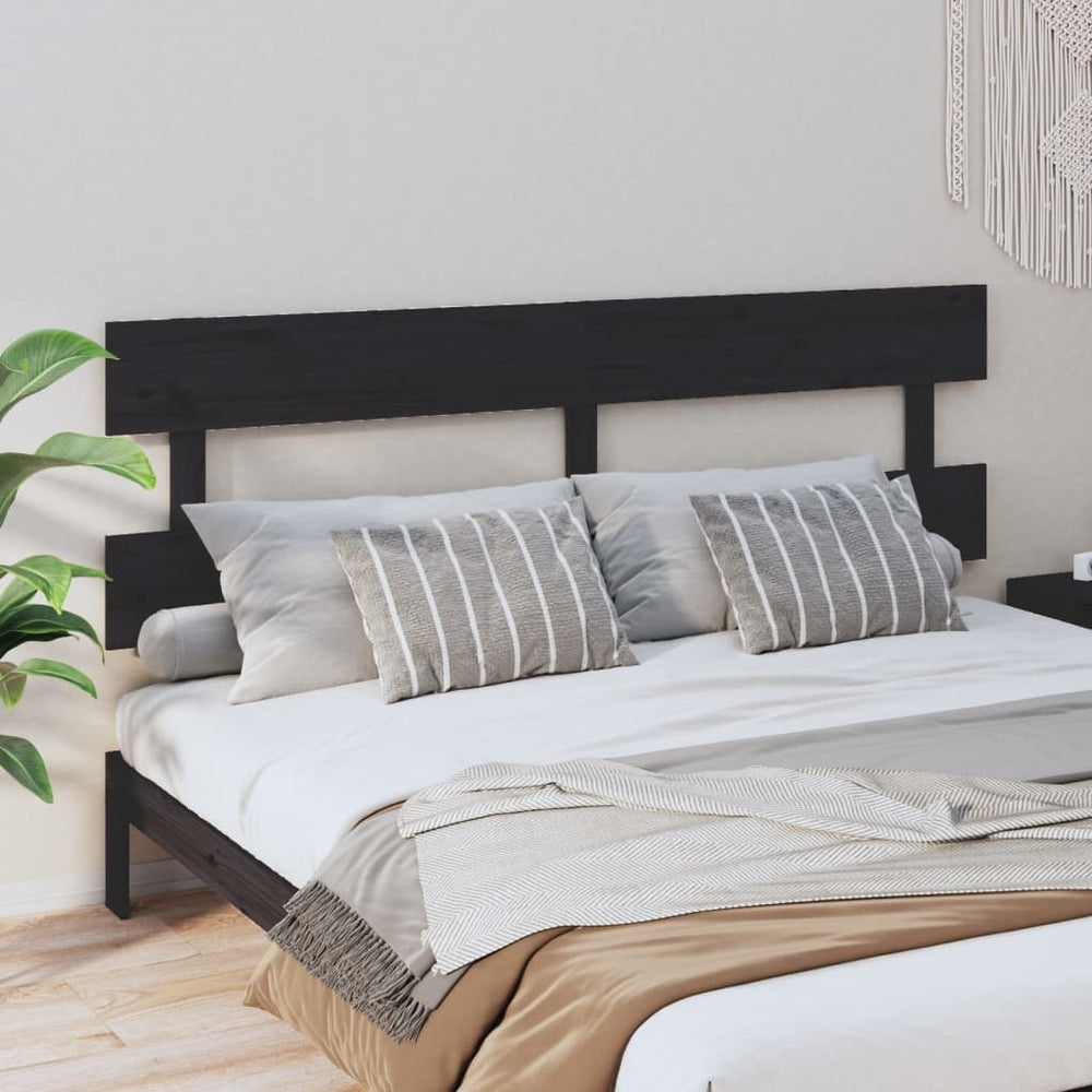 Schwarzes Kiefer Massivholz Kopfteil 184 cm