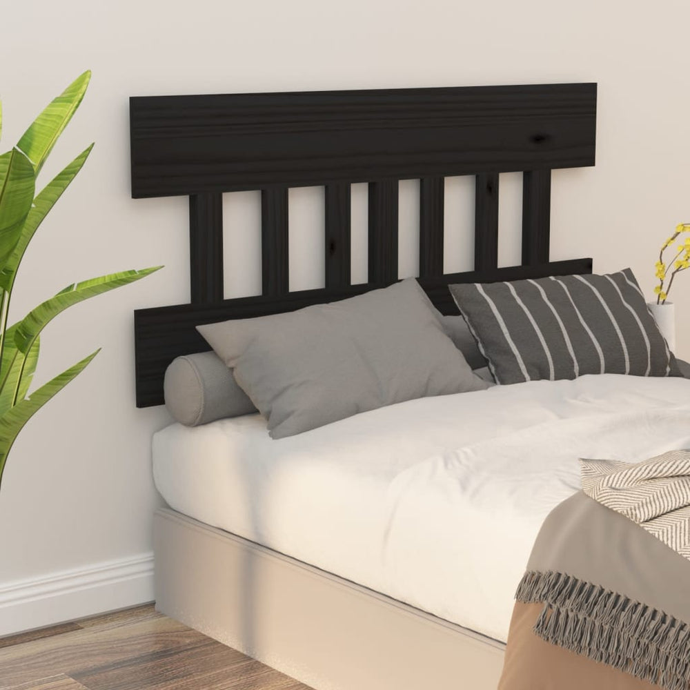 Schwarzes Kiefer Massivholz Kopfteil 163,5 cm