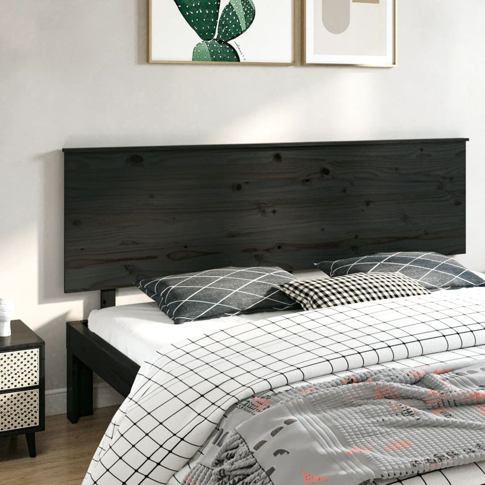 vidaXL Headboard Black 204x6x82.5 cm Solid Pine Wood