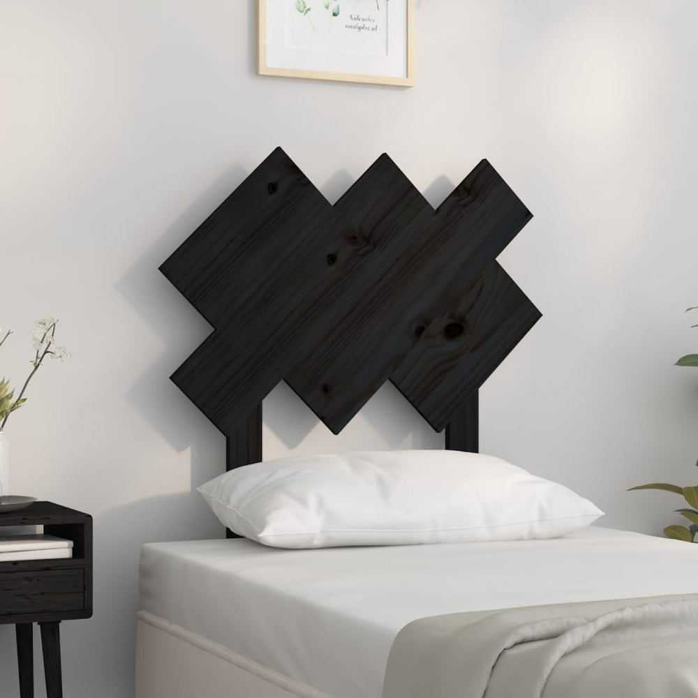 vidaXL Headboard Black 72.5x3x81 cm Solid Pine Wood