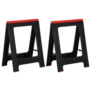 vidaXL Sawhorses 2 pcs. Foldable Black & Red Polypropylene 350 kg