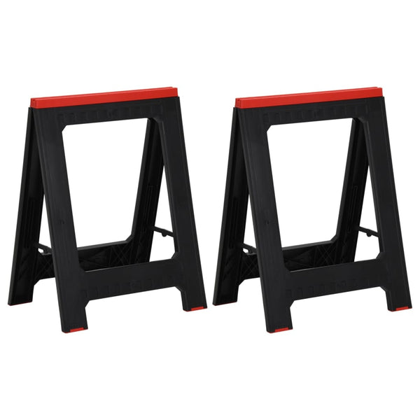 vidaXL Sawhorses 2 pcs. Foldable Black & Red Polypropylene 350 kg