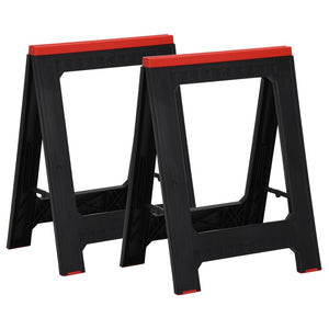 vidaXL Sawhorses 2 pcs. Foldable Black & Red Polypropylene 350 kg